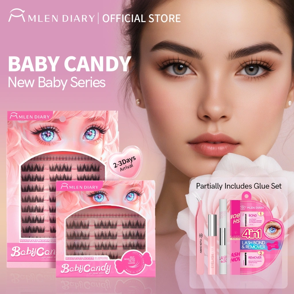 MLEN DIARY Bulu Mata Baby Candy Eyelash Permen Desain Tri-tip Bulu Mata Palsu Panjang 10-13mm Bulu Mata Eyelash Extension