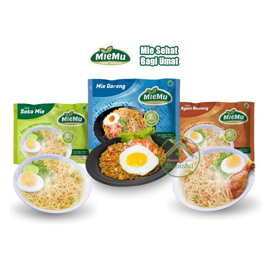 MieMu Mie Diet Sehat isi 10pcs - Halal Non MSG Rendah Kalori Rendah Gula Rendah Gluten - Mie Instan Tepung Mocaf - Veggie Noodles