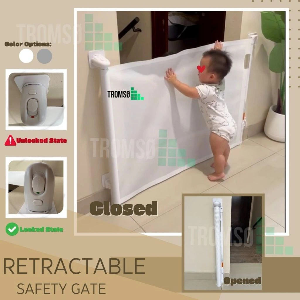 Tromso Kids Safety Retractable Gate / Pintu Pagar Pengaman Pembatas Bayi yang dapat ditarik untuk di Pintu, Kamar, Dapur, Tangga