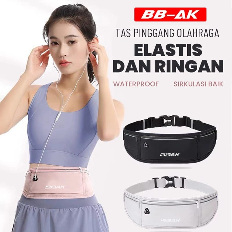 BBAK Tas Pinggang Olahraga Waistbag Jogging Lari Running Belt Ukuran 48cm WATERPROOF RINGAN