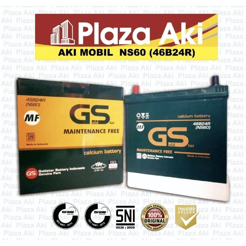Aki Kering Mobil Toyota Avanza Rush DAIHATSU Xenia Terios SUZUKI APV NS60 12V45Ah alt. GS MF Maintainance Free (GS MF NS60)