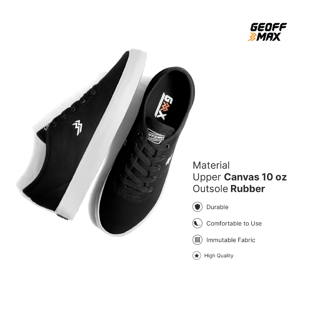 Geoff Max - Ethan Black White - Sneakers Sepatu Sekolah Kuliah | Sepatu Casual Pria Wanita
