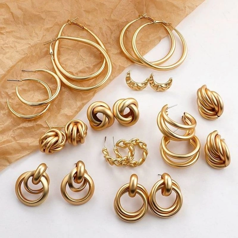Anting Tusuk Hoop Earring Bulat Vintage Aksesoris Fashion Wanita