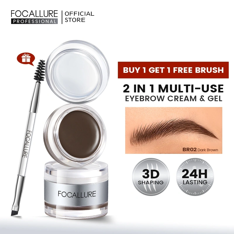 BPOM FOCALLURE 2-in-1 Eyebrow Cream & Gel Multi-use Longlasting