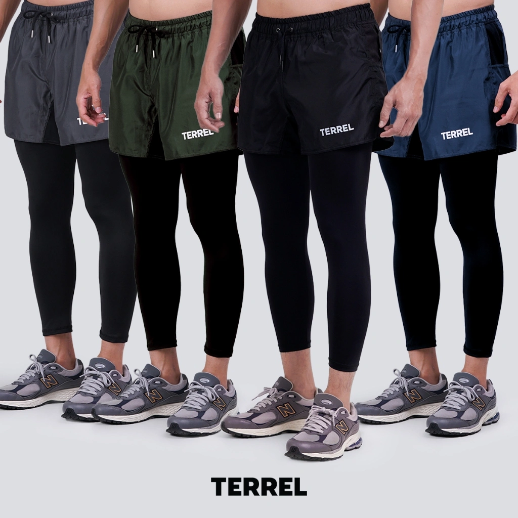 Terrel sportswear Compression Short Active Celana olahraga panjang gym running lari pria