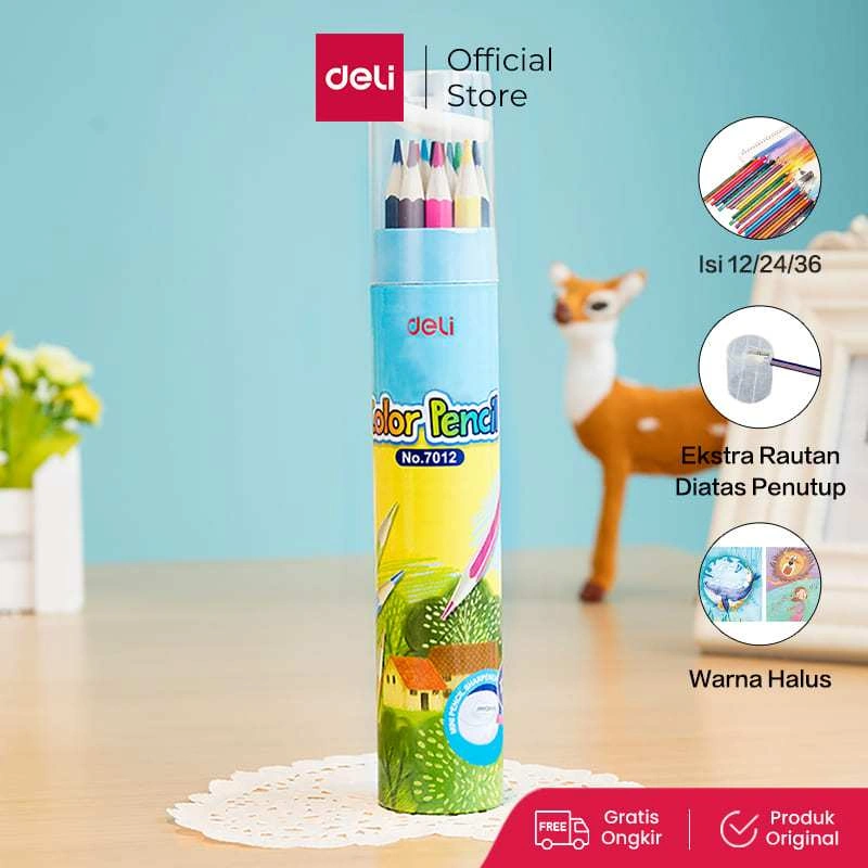 Deli Pensil Warna Youku Warna Cerah Bahan Kuat, Bentuk Pensil Heksagonal 12/24/36 Warna 701X