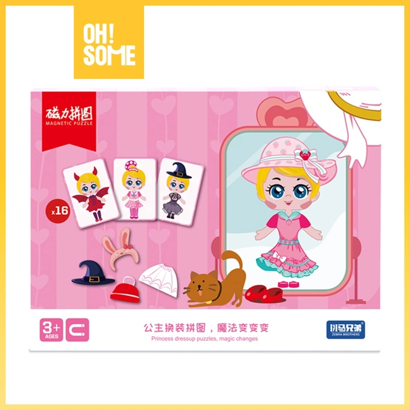 OHSOME  ZEBRA BROS / Mainan Kreatif Anak Jigsaw Puzzle Magnet Tempel Princess Dressup Zebra Brothers
