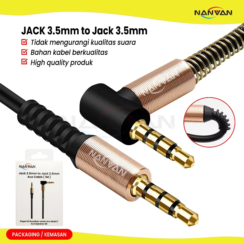 NANVAN Premium Kabel Audio Aux Jack 3.5mm To Jack 3.5mm Model Gaming Dari Hp ke Speaker mobil dll