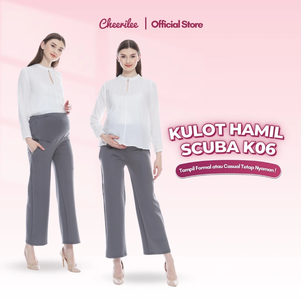Cheerilee Celana Hamil Kulot Wanita Bumil Panjang Kerja Scuba Premium Jumbo Kekinian K06