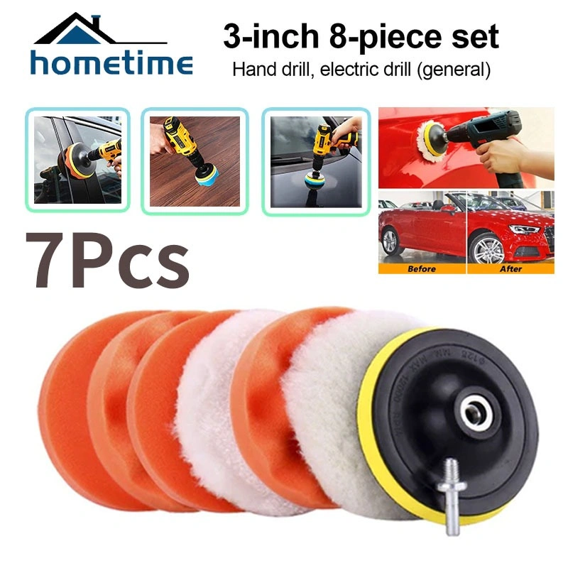 Busa Poles Mobil Motor Spons Poles Body Mobil 7 Pcs 3 Inch 80mm Compound Wax Detailing Mengkilapkan