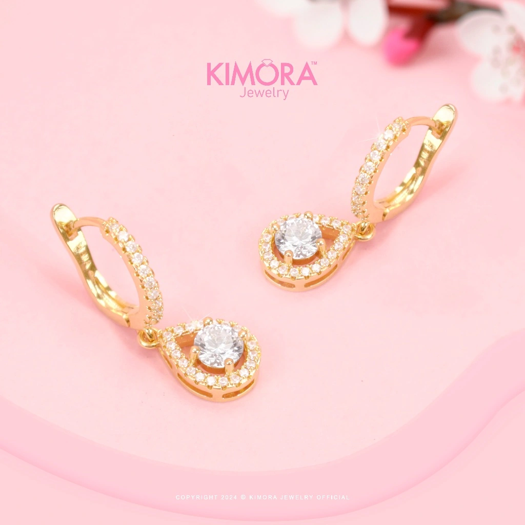 Kimora - Anting Hoop Rhodium Wanita Teardrop Diara Anr466