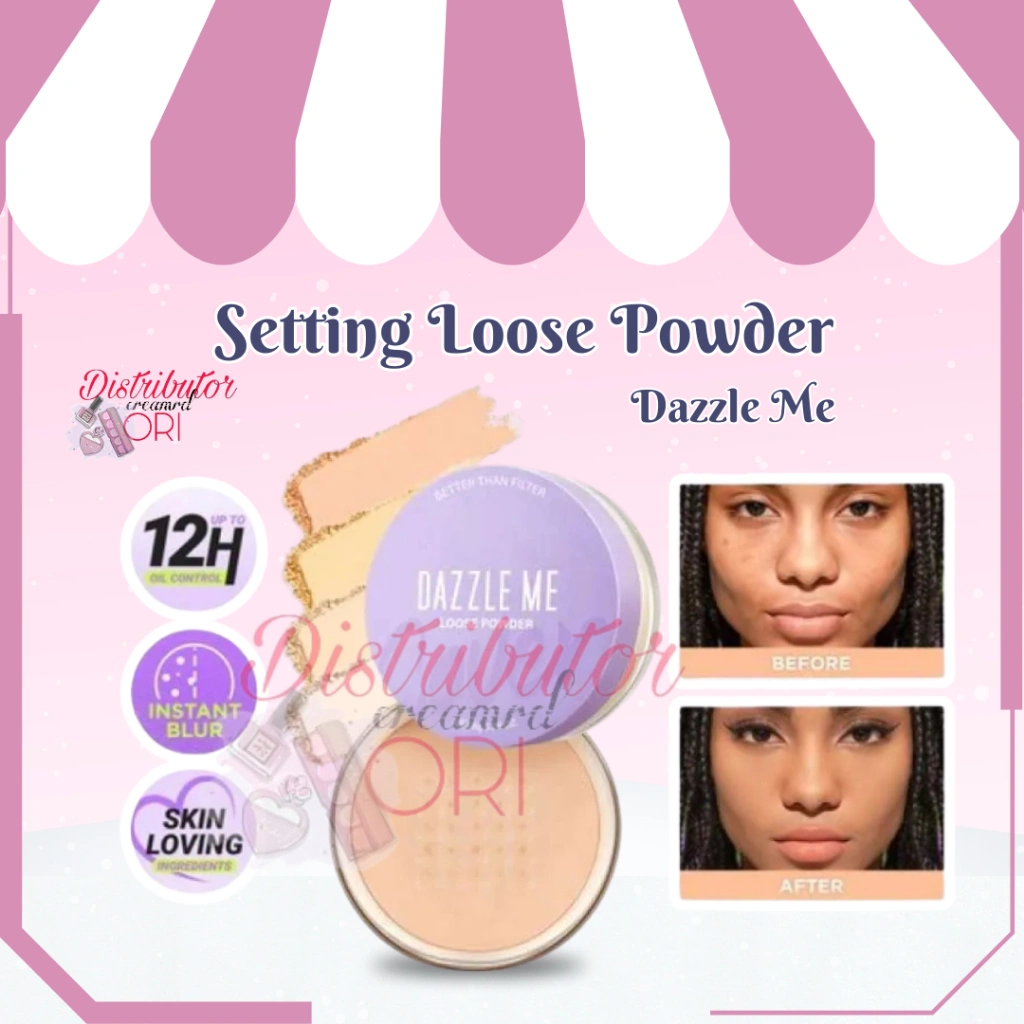 DAZZLE ME Always Setting Loose Powder BPOM | Super Soft Smooth Bedak Tabur Natural Translucent Kosmetik