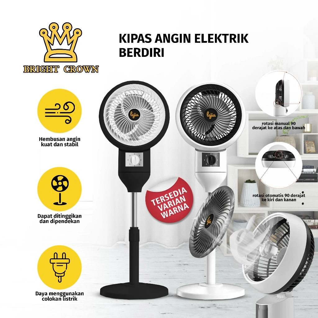 LEJIA by Bright Crown Kipas Angin Elektrik Jangkauan Jauh Stand Fan Low Noise/Standing Fan Electric