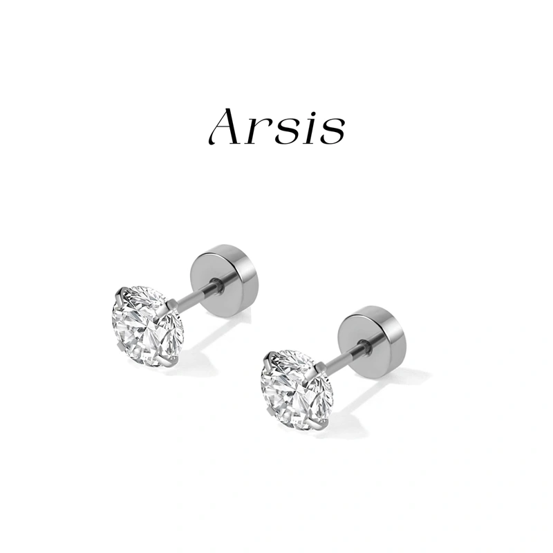 ARSIS Anting baja titanium medis multi-ukuran zirkon grade 5A Wanita Menutrisi telinga Earrings