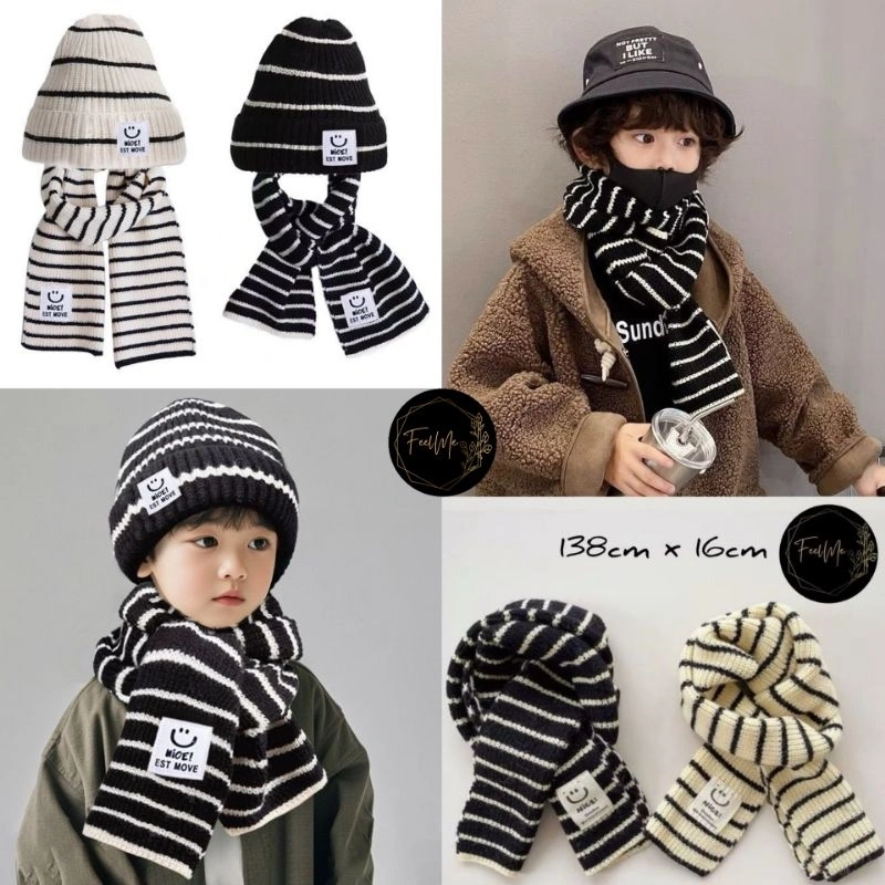 Feelme KK-250 PREMUM QUALITY Syal Winter Musim Dingin Anak dan Remaja (Dewasa juga bisa) Syal Leher Rajut Wool