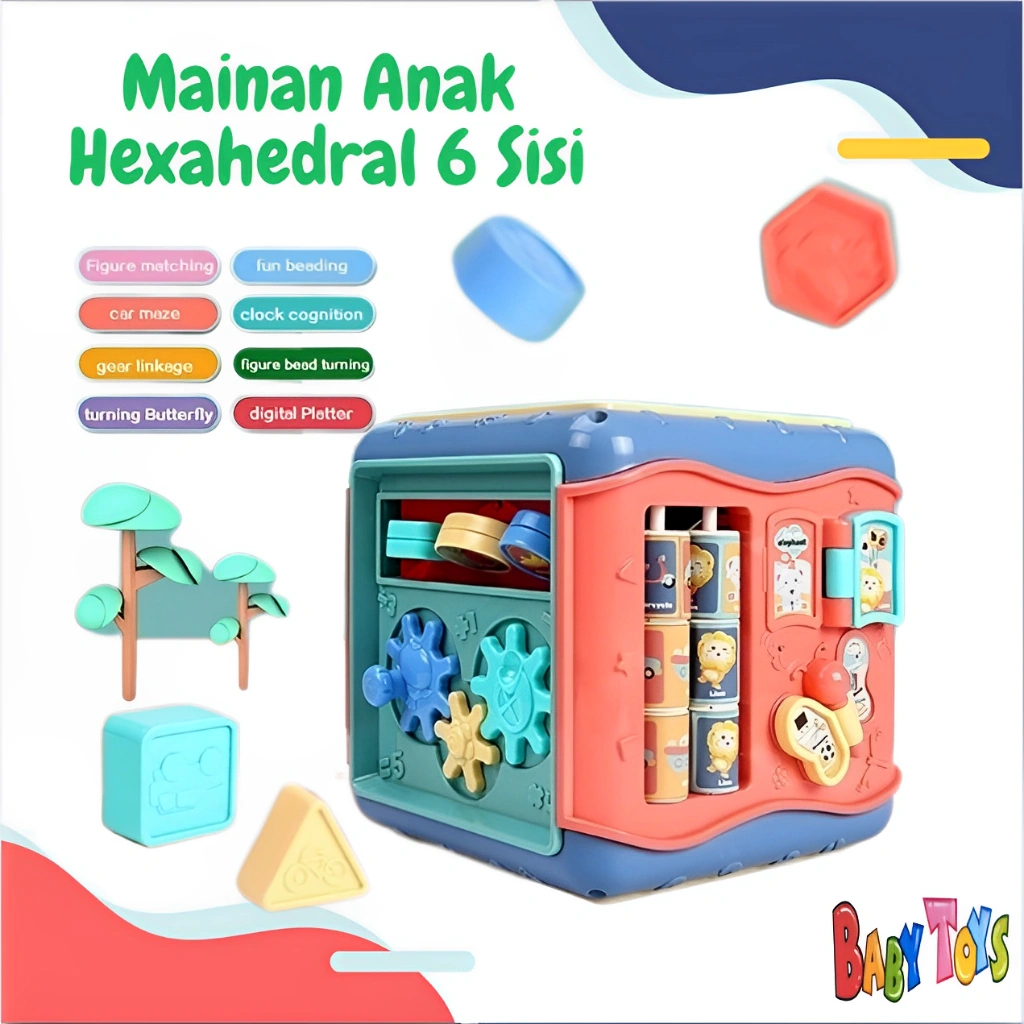 BabyToys Mainan Edukasi Anak Bayi Puzzle Laki Laki Perempuan Hexahedral 6 Sisi 0 - 5 tahun Motorik Sensorik Anak Bayi