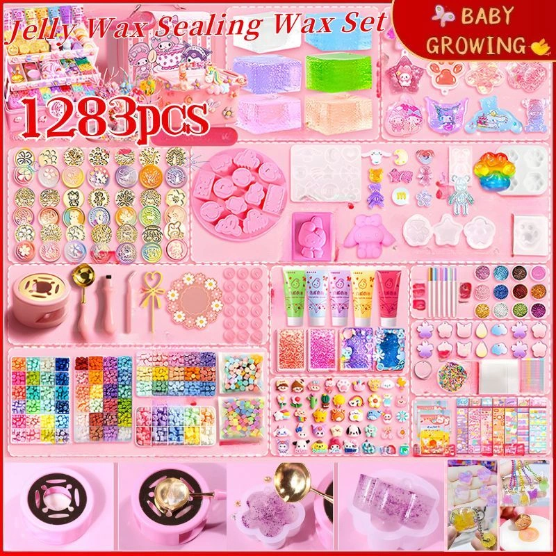 620pcs DIY Jelly Wax Fire Paint Sealing Wax Set / Mainan Dekompresi Anak-anak / Produksi Gantungan Kunci / Kerajinan Tangan 3D / Segel Segel Amplop