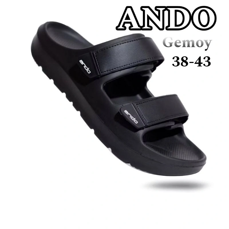 ANDO Sandal Pria Gemoy Hitam Selop Kokop Karet Desain Casual, Sendal Nyaman Dipakai Seharian 38 - 44