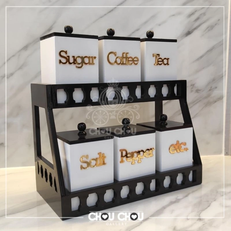 Kotak Bumbu Canister 2 Susun - Sugar Tea Coffee - Gula Kopi Teh - Salt pepper