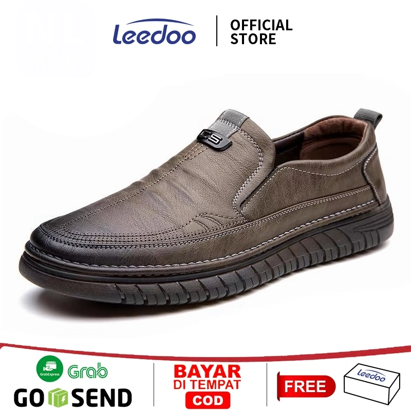 Leedoo Slip On Pria Kulit Sepatu Pantofel Formal Sepatu Casual Sepatu Kerja Shoes Kuliah MC483