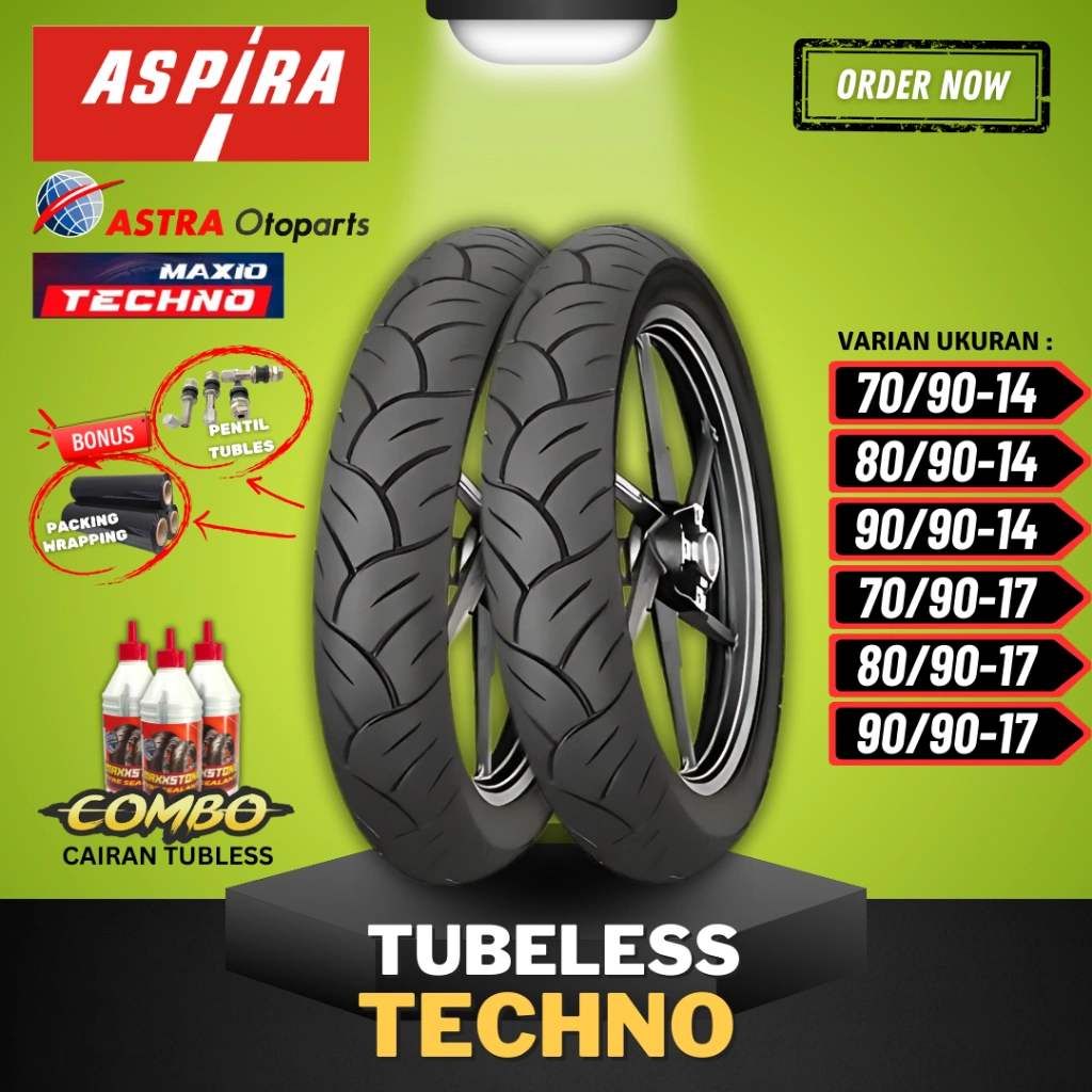 [READY COD] BAN ASPIRA TUBELESS / BAN TUBLES ASPIRA MAXIO TECHNO RING 17 / BAN LUAR ASPIRA RING 14 (70/90 - 80/90 - 90/90) ASPIRA MAXIO BAN MOTOR BEAT VARIO SCOOPY MIO SUPRA BLADE REVO JUPITER VEGA SMASH / ZENEOS ZN77