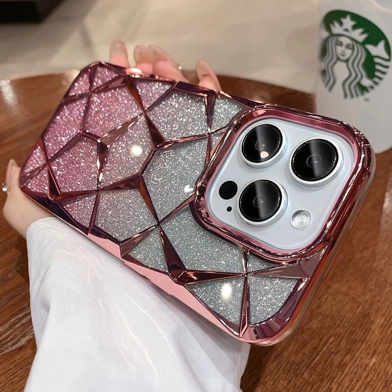 Case Glitter Luxury Quicksand Crysstal Chrome 2 In 1 Compatible Iphone 7 8 7+ X Xs Xr 11 12 13 14 15 16 Pro Plus Promax Frame Rci278
