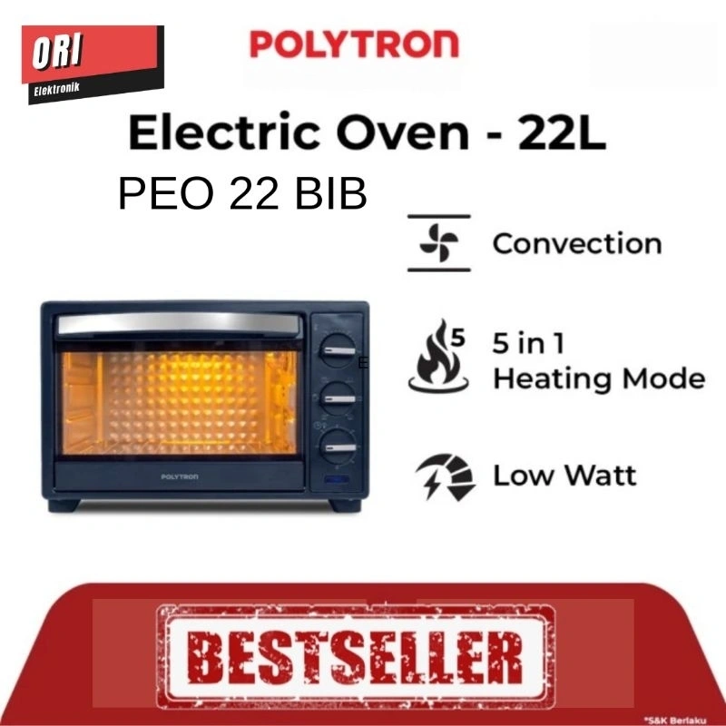 POLYTRON OVEN LISTRIK 22 LITER PEO 22BIB