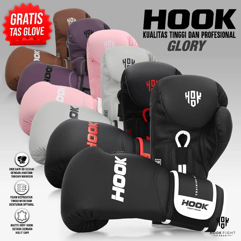 Sarung Tangan Tinju Hook Boxing Gloves Muaythai Training Glove GH002