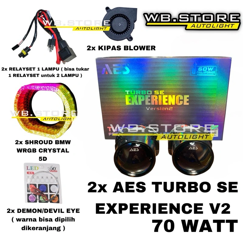 PAKET BILED AES TURBO SE EXPERIENCE V2 70 WATT ORIGINAL BILED AES
