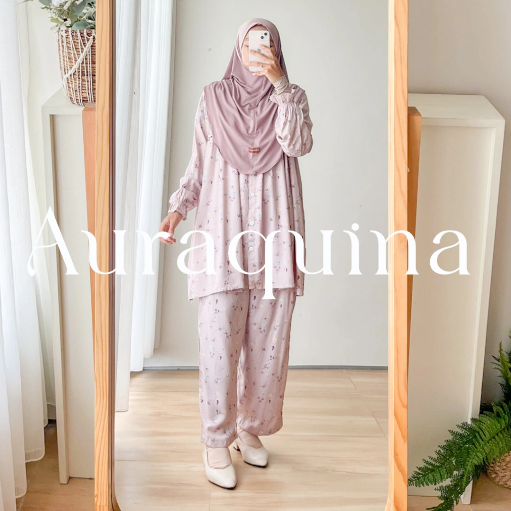 Auraquina . Mona Set . One Set Piyama Setelan Rayon