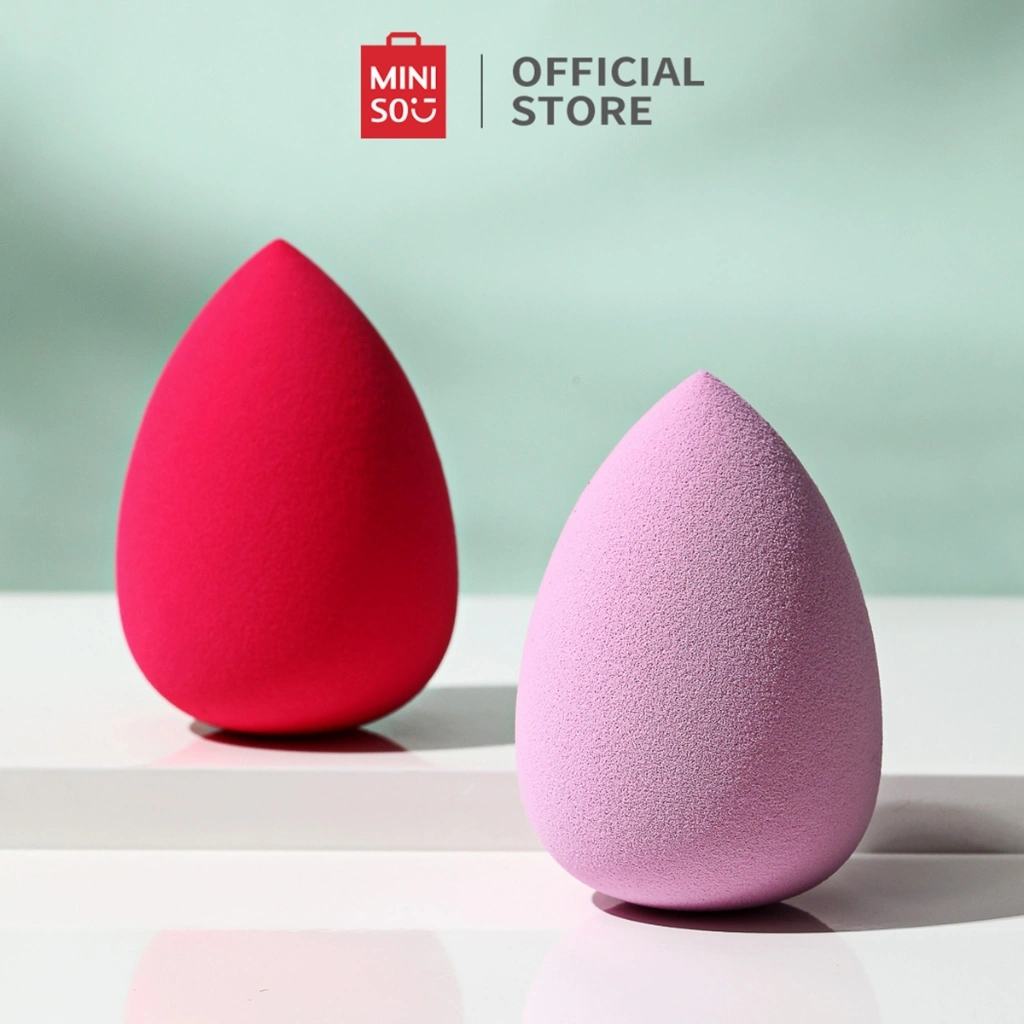 Miniso Makeup Sponge Spons Set Rias Soft Skin-Friendly Soft Slanted Penggunaan Basah dan Kering Desain Dua Warna