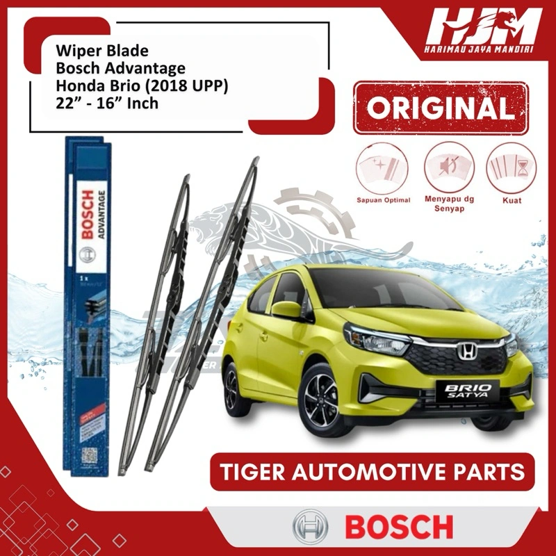 Wiper Blade Bosch Advantage - Karet Pembersih Kaca Mobil Honda Brio 2018 Upp 22” - 16” Original