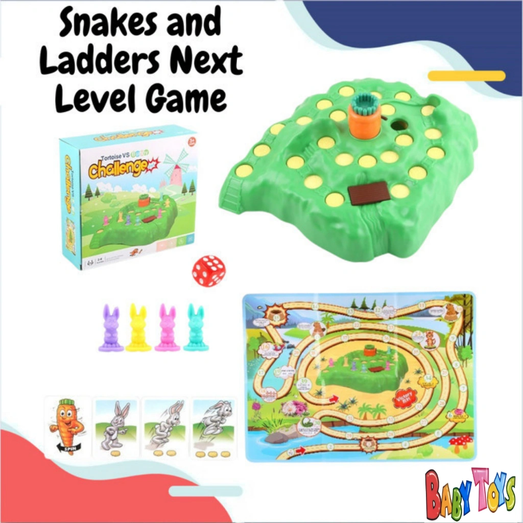 BabyToys Mainan Anak Ular Tangga 3D Board Game Tortoise and Bunny Family Games