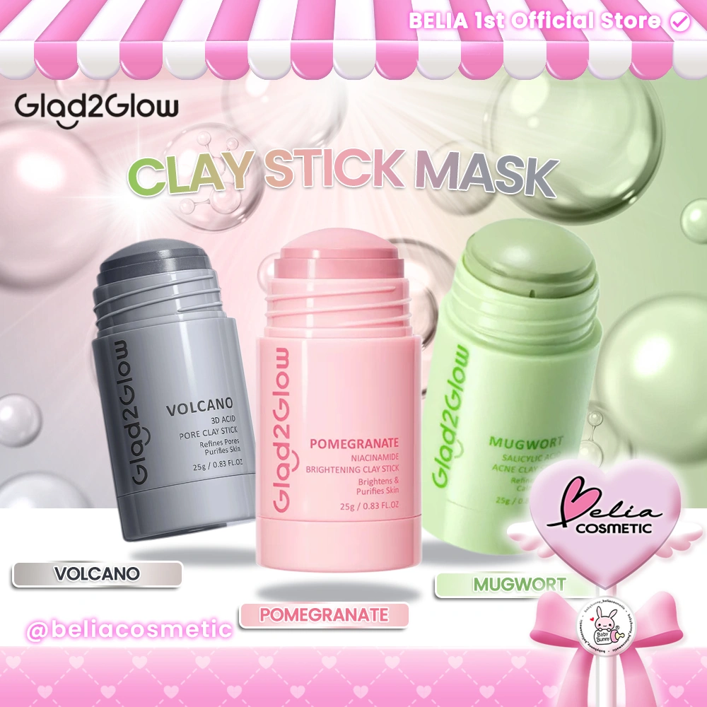 ❤ BELIA ❤ GLAD2GLOW Clay Stick 25gr Series | Brightening |  Mugwort | Volcano | Masker Wajah