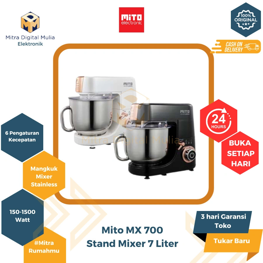 Mito MX 700 Stand Mixer 7 Liter Stainless Bowl