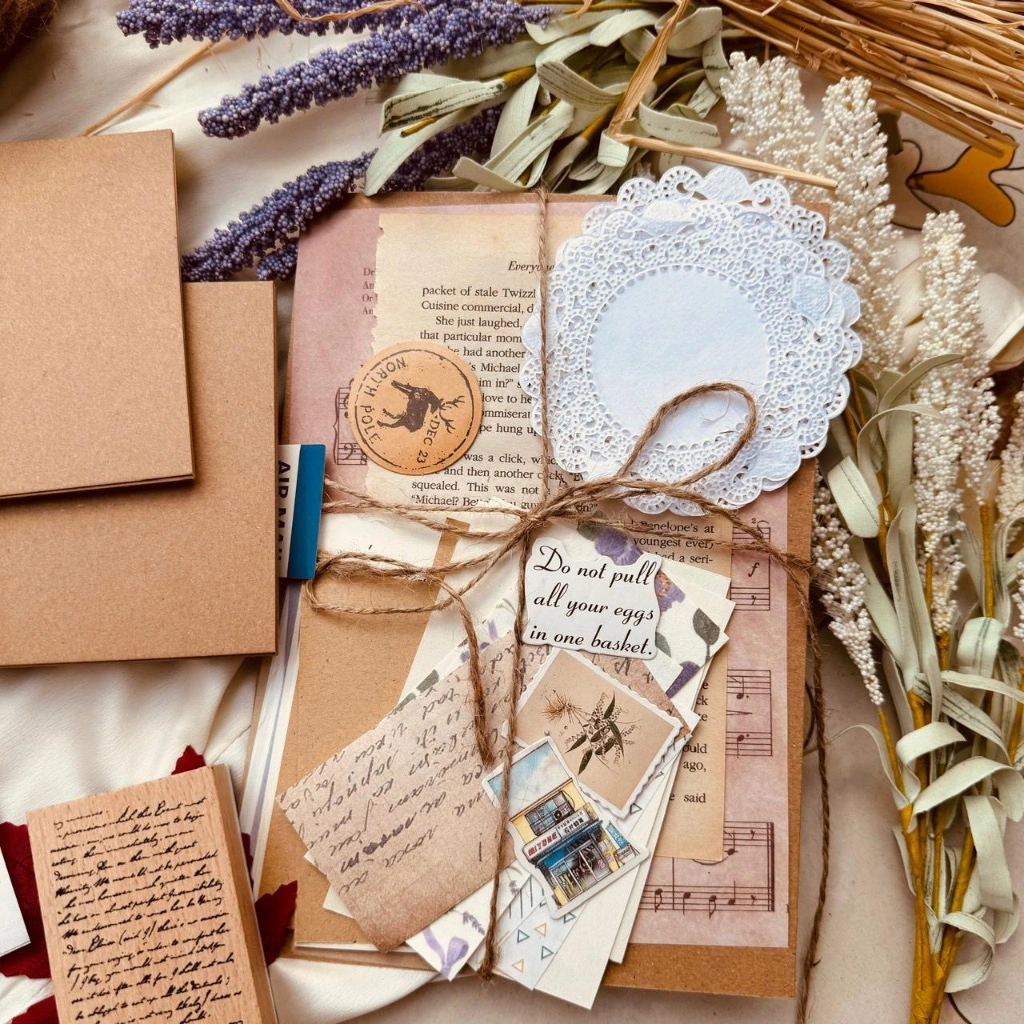 [DOKI] 53pcs Scrapbook Journaling Jurnal Kit Journal Kit Vintage Diari Kertas Dekorasi