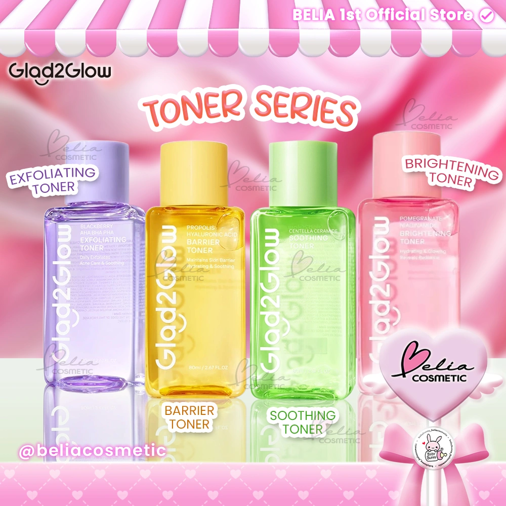 ❤ BELIA ❤ GLAD2GLOW Toner Series | 2% Centella Ceramide | Brightening | Barrier | Exfoliating