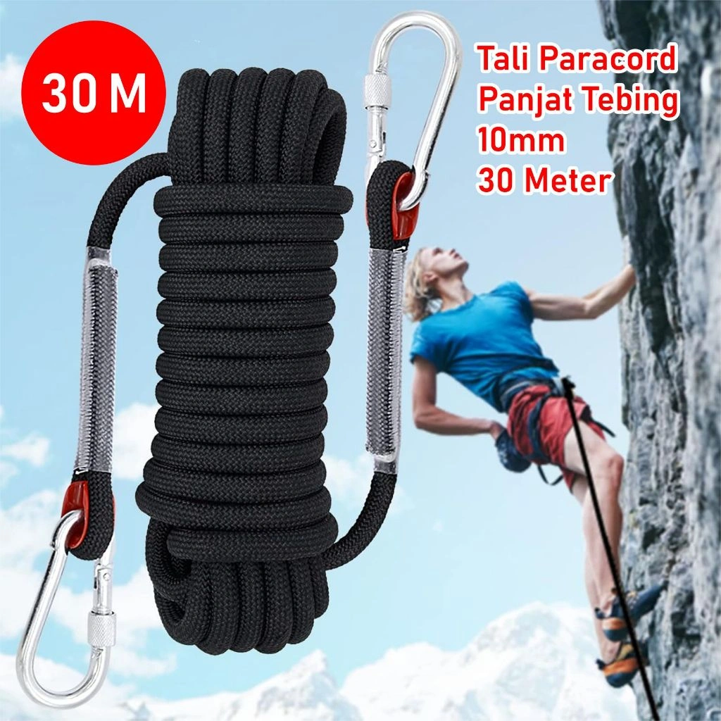 Tali Paracord Panjat Tebing Climbing Rope Steel Buckle 10mm Panjang 30M - Taffsport