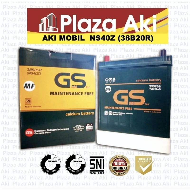 Aki Kering Mobil TOYOTA Avanza Rush DAIHATSU Xenia Terios SUZUKI APV NS40Z 12V35Ah alt. GS MF Maintainance Free (GS MF NS40Z)