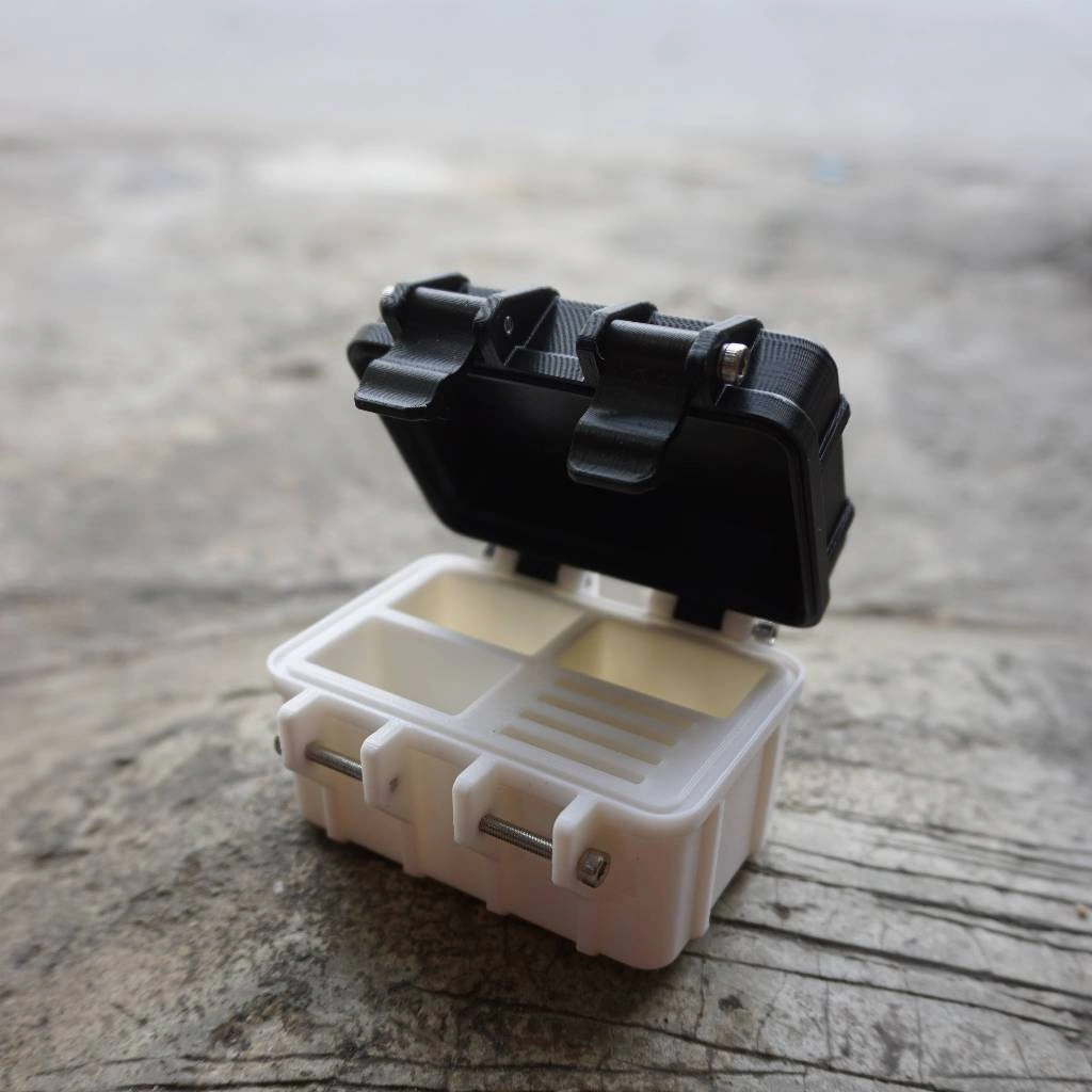 3D Print Camera Battery Rugged Box / Rugged Case - Black on White - 2 Batt + 1 SD, Sony NP-FW50