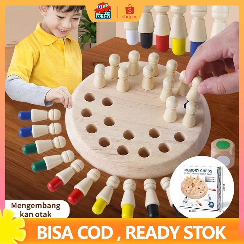 ZCTOY Mainan MEMORI CHEES Board Game Memory Match Color Kayu Color Wood Catur Warna  Mainan Edukasi Anak