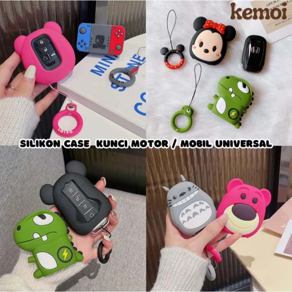 Kemoi - Silikon Gantungan Kunci Mobil Motor/ Cover Kunci Remote Mobil Motor Case Casing Kunci Model Lucu Motif Kartun / Sarung Kunci Karakter