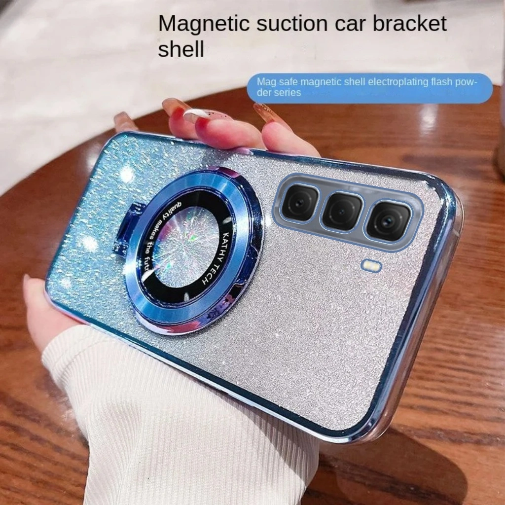 Soft Case Infinix Hot 50 60 60i 50i Pro Plus 4G 5G Glitter Ring Magnetic Wireles Holder Premium