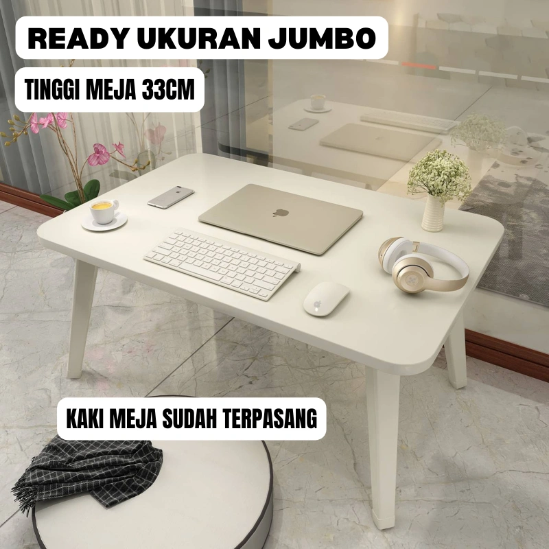 Omahfurniture.id Meja Laptop Lesehan Lipat Aesthetic Minimalis Tinggi 33cm 120x60 120x40 100x40