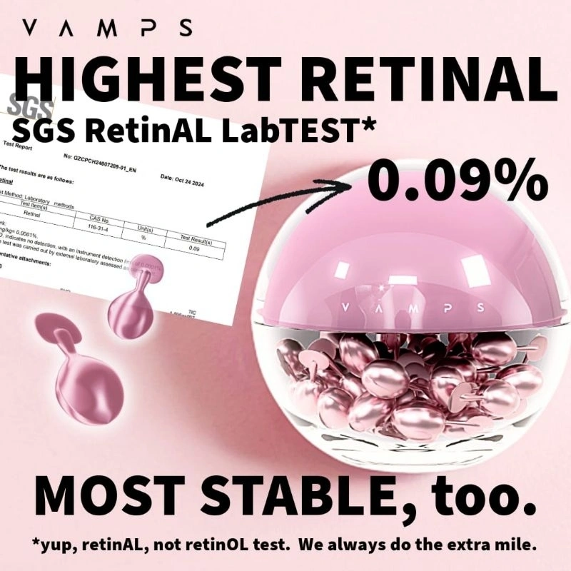 VAMPS Retinal AirSkin in Capsule 1st in Indonesia - 11x Better than Retinol Serum : Anti Aging, Anti Acne, Anti Wrinkle Highest Grade 99% Purity Double Encapsulated | Retinal Serum Skincare Serum Wajah Anti Penuaan