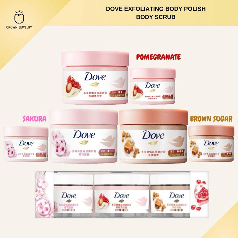 [READY STOCK] DOVE Exfoliating Body Polish Ice Cream Body Scrub 280gr 50gr