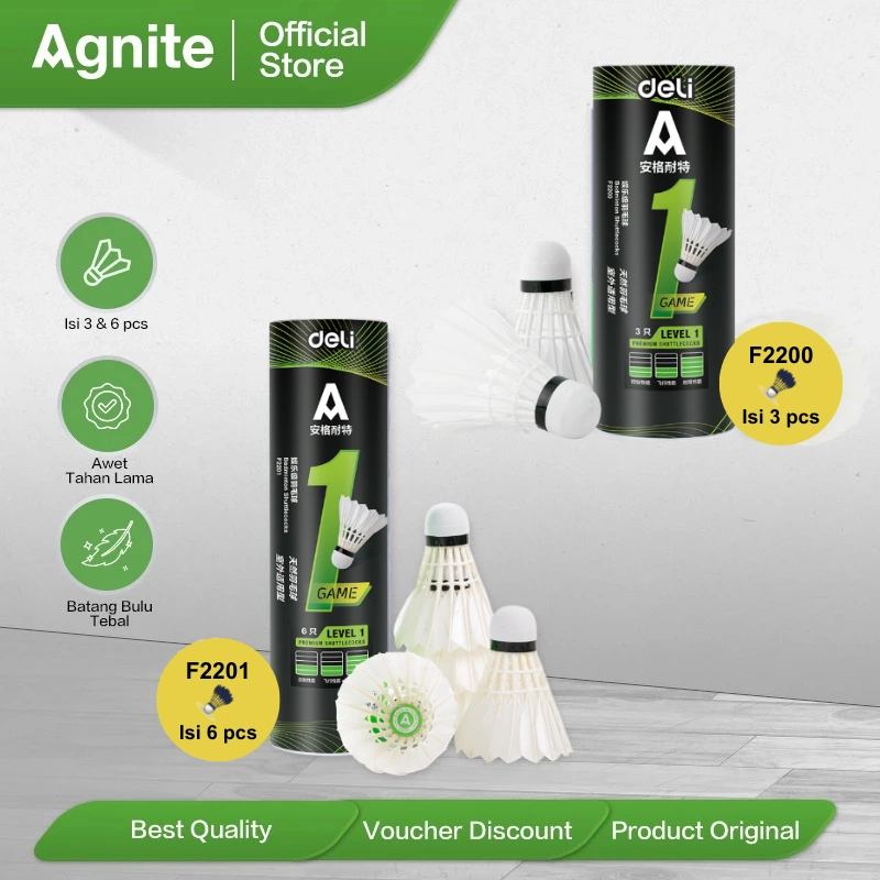 Agnite Shuttlecock / Kok Badminton / Kok BuluTangkis Premium High Quality Isi 3 dan 6 F2200 F2201