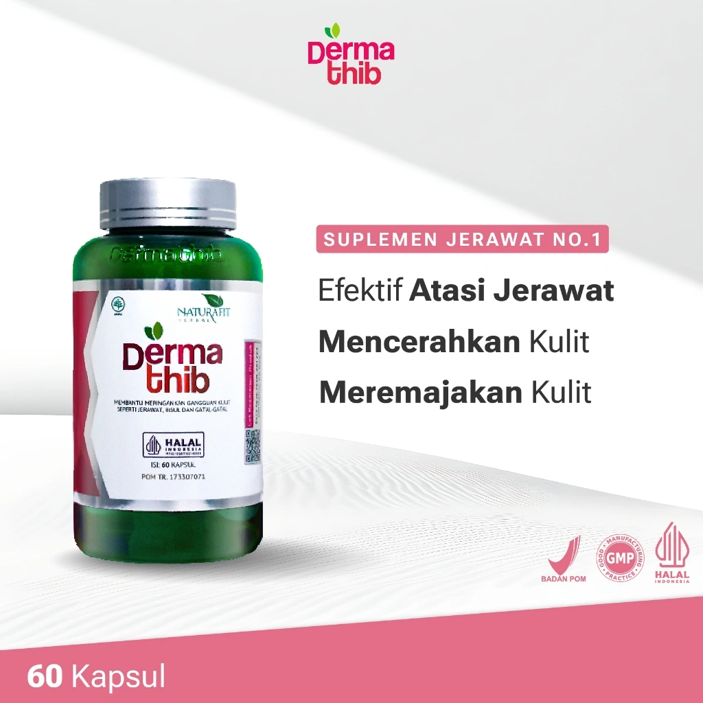 Dermathib - Suplemen Obat Jerawat Kapsul Herbal Kulit Bekas Jerawat Anti Acne Isi 60 BPOM HALAL MUI