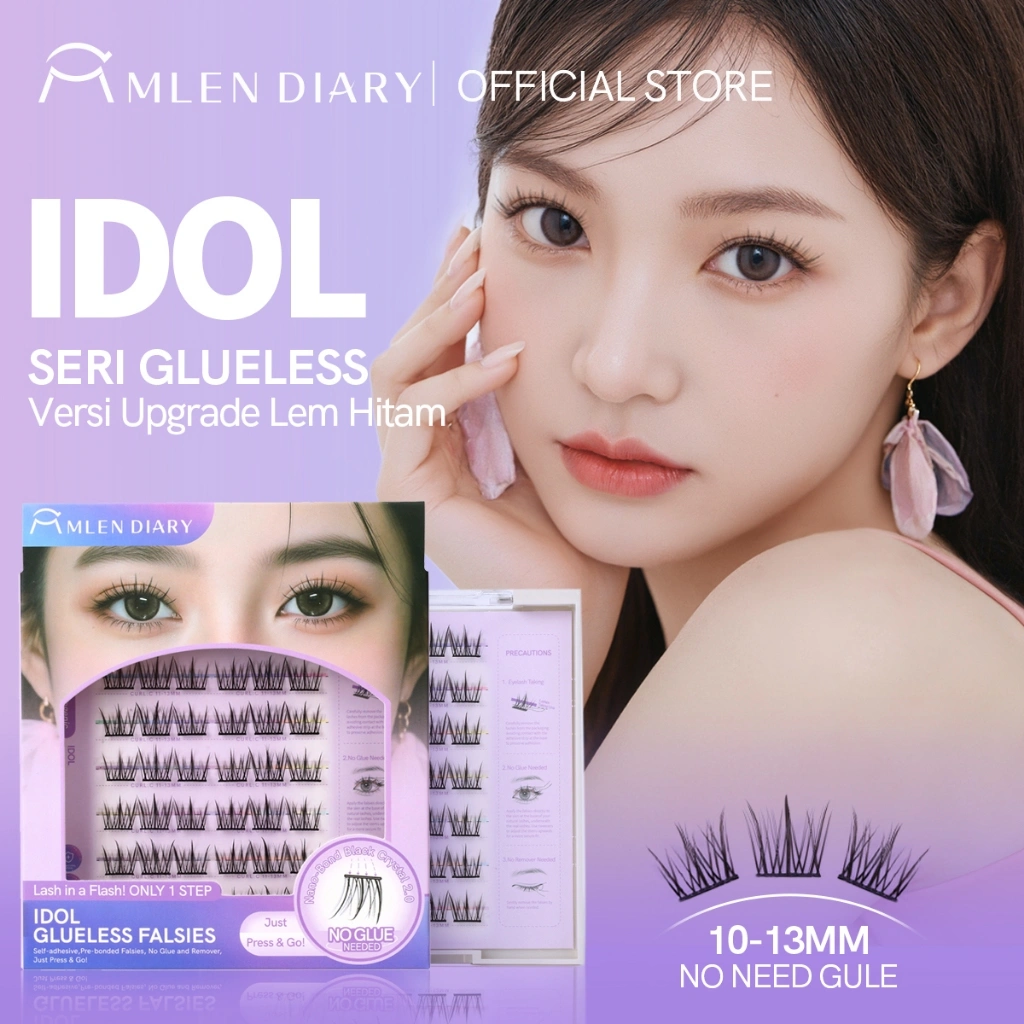 MLEN DIARY Bulu Mata IDOL Seri Tanpa Memerlukan Lem Bulu Mata Korea Tahan Lama Sepanjang Hari Dapat Digunakan Kembali Bulu Mata Eyelash Extension