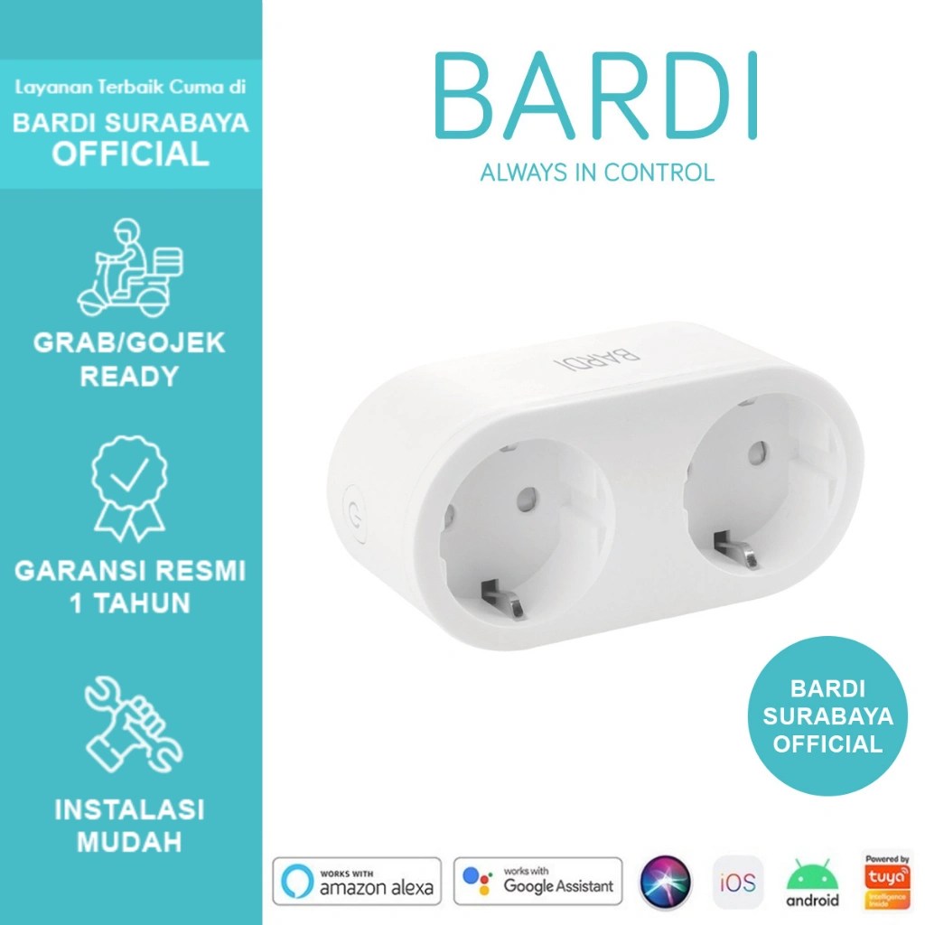 BARDI Smart Dual Plug Colokan Over Steker Stop Kontak Portable Pintar 2 Lubang Wifi Timer Schedule